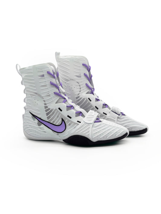 Lavender Swoosh custom HyperKO 3 boxing boot by Art of War Studio