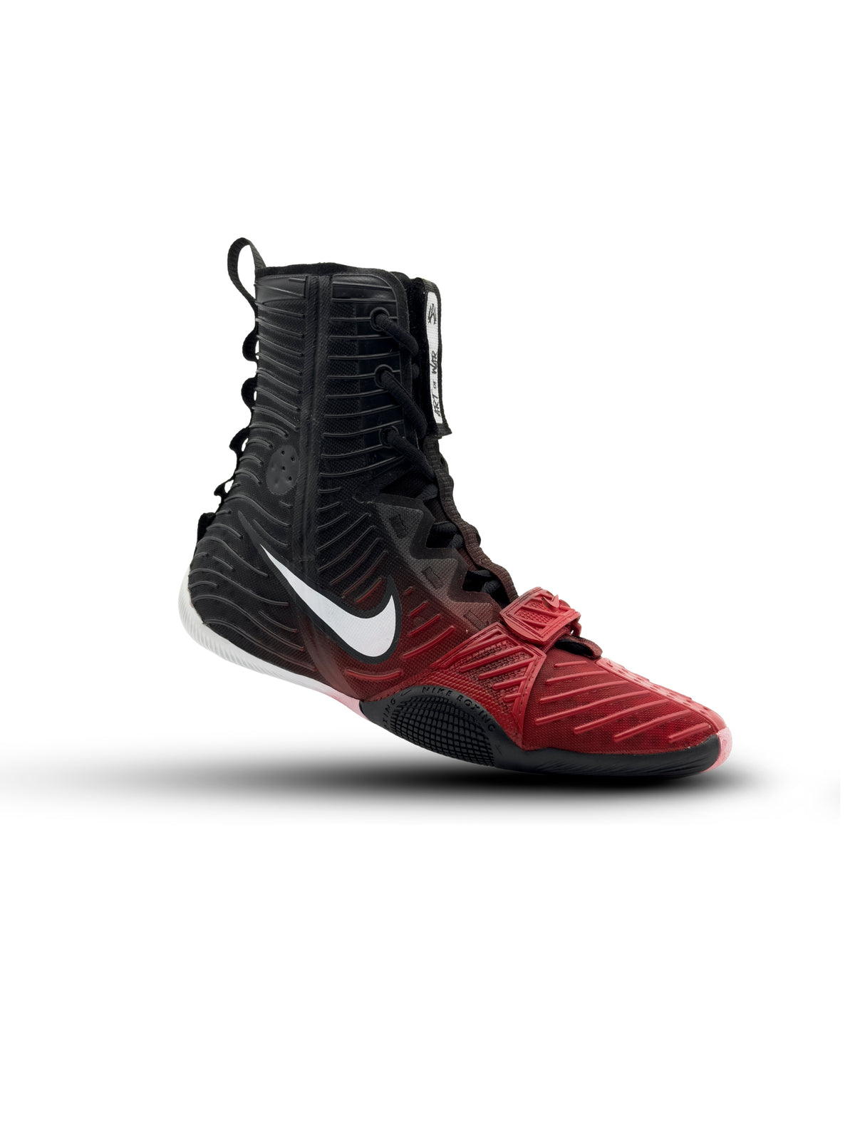 Ember custom HyperKO 3 boxing boot by Art of War Studio